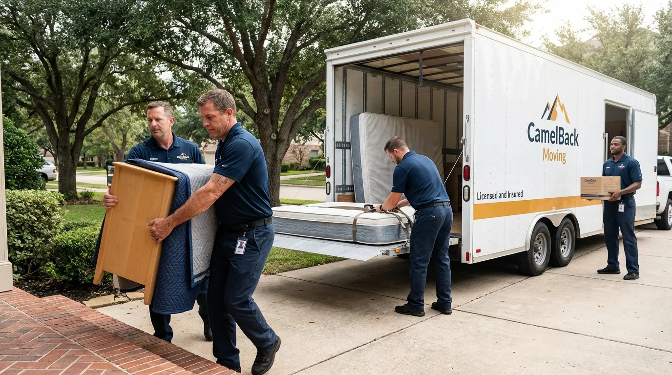 Crew loading residential truck for cross-state move from Hampton Falls, NH